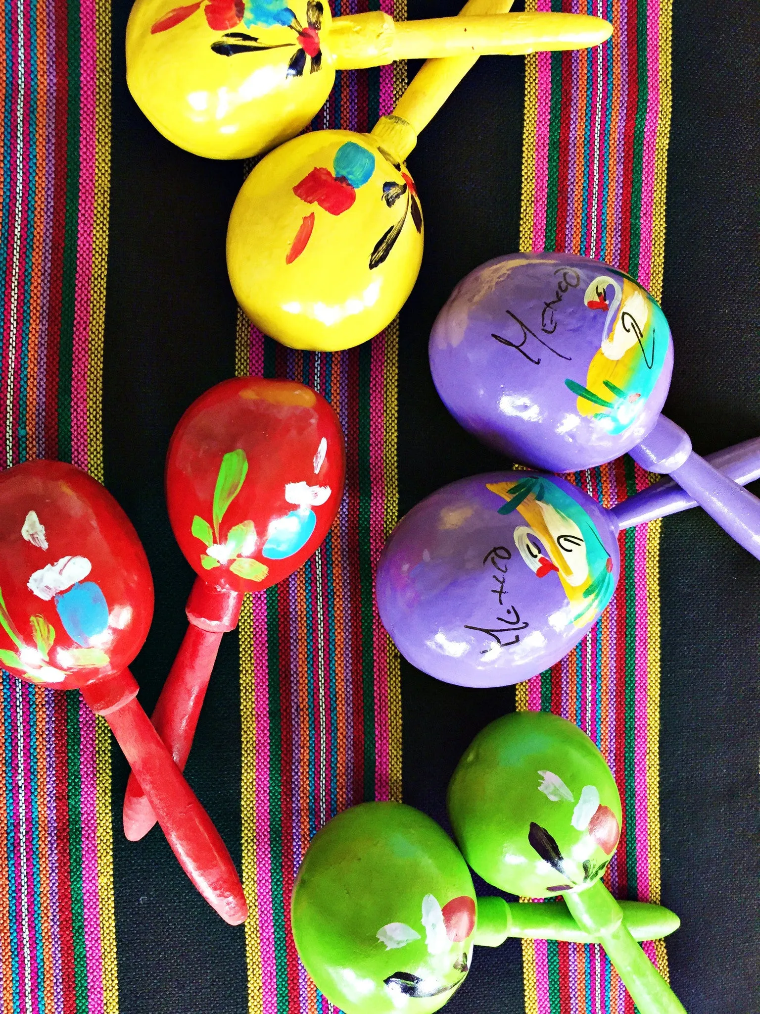 Pair of authentic Mexican Maracas colorful