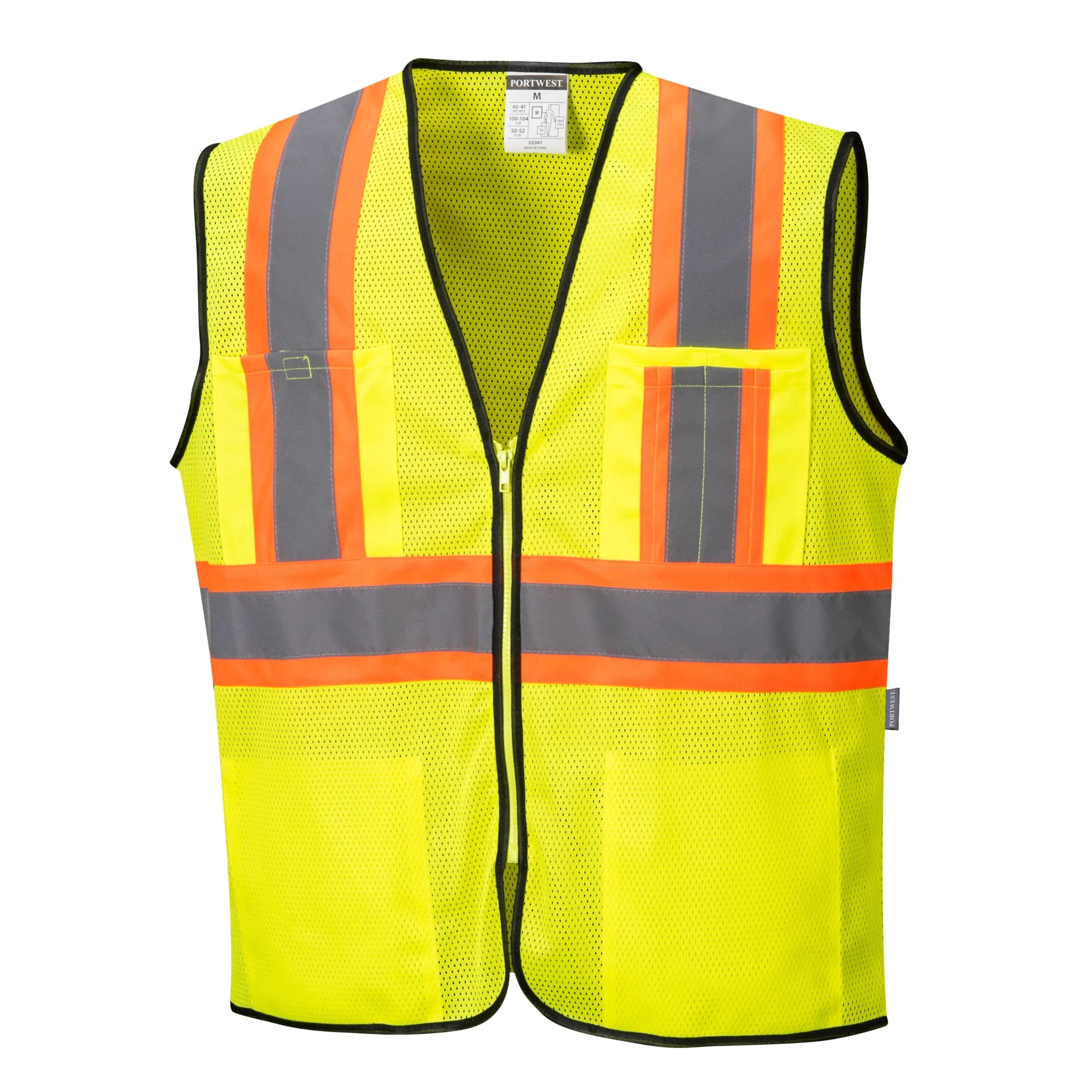 PORTWEST® US381 Frisco Mesh Contrast Safety Hi Vis Vest - ANSI Class 2