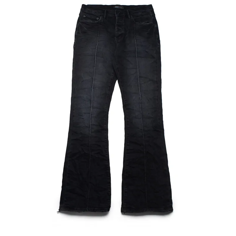 Purple Brand Low Rise Flared Leg Pintuck Flare Overdye Jean - Black