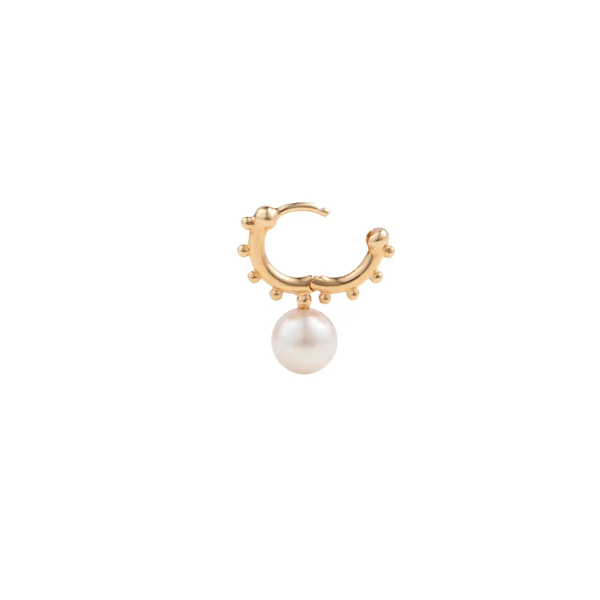 "Sea Anemone" Pearl Huggie Hoop Earring Small size