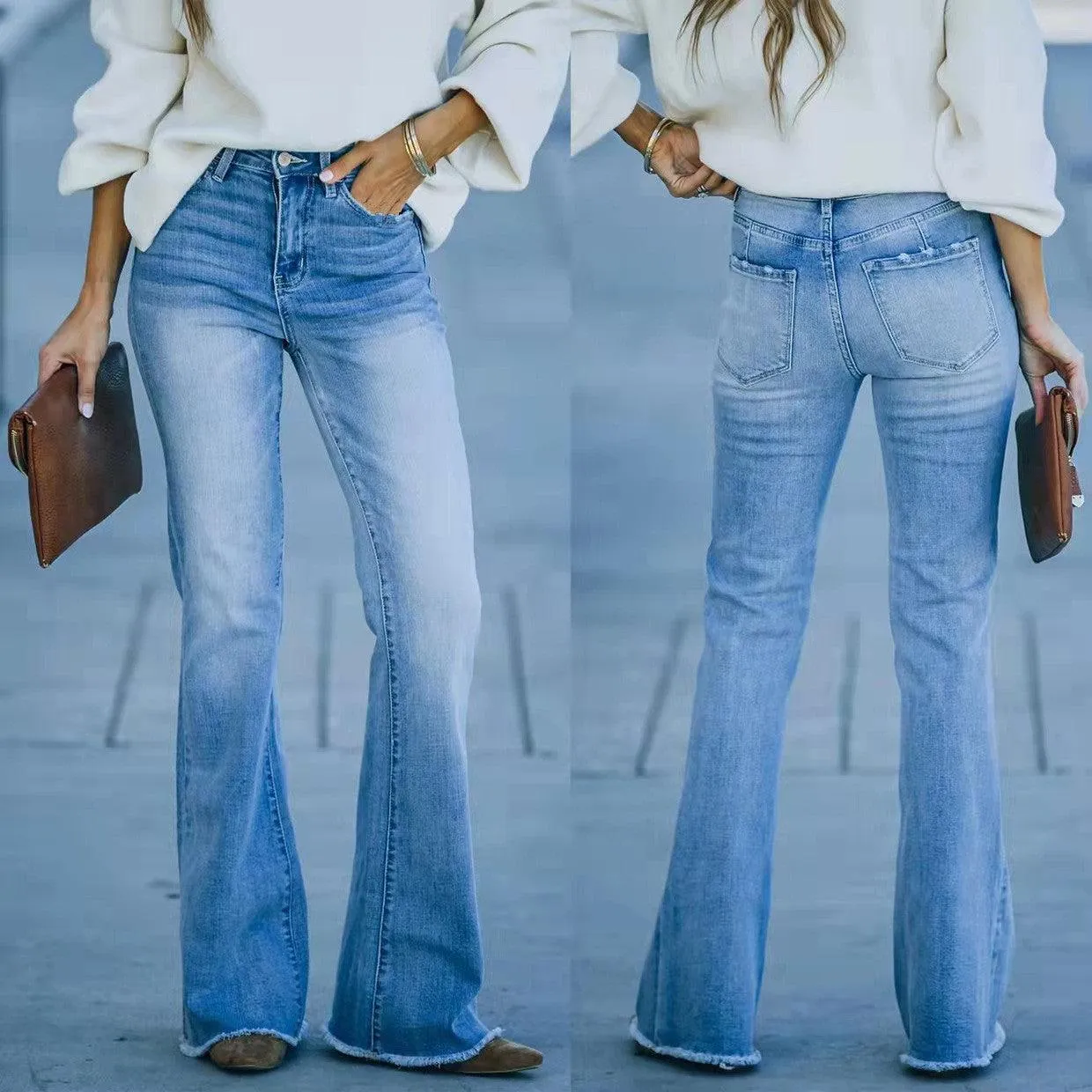 Retro Chic Flare Denim Pants — Women's Flare Jeans