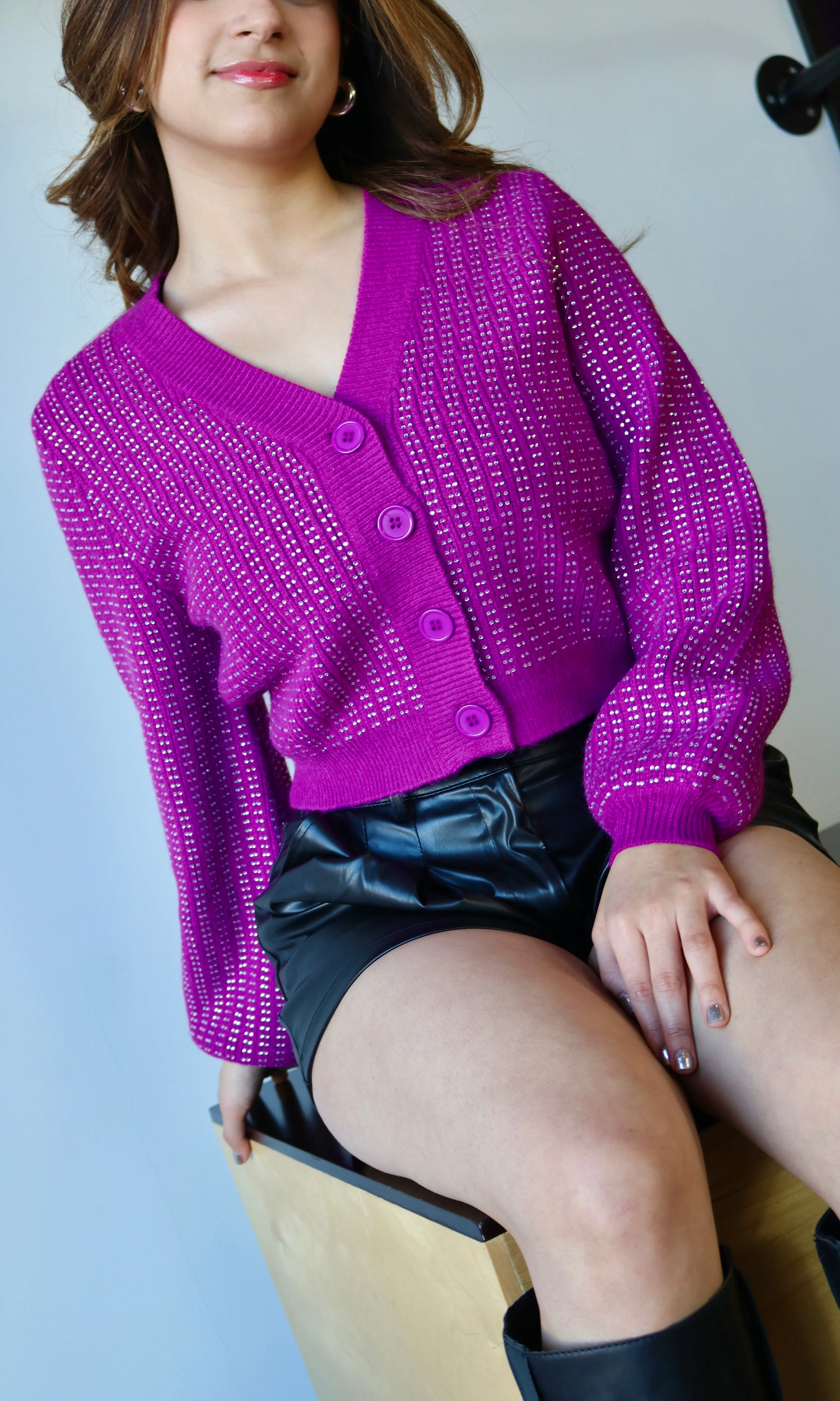 Rhinestone Lilac Cardigan