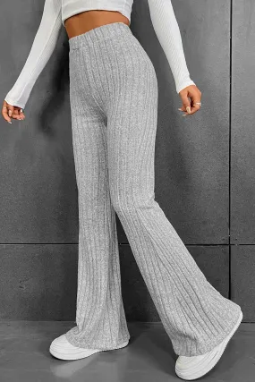 Ribbed High Waist Flared Pants