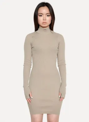 Ribbed Turtleneck Dress Desert Light