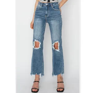 Risen High Rise Straight Crop Jeans