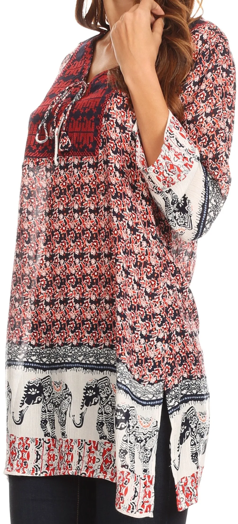 Sakkas Myra Ethnic Print Tunic with Embroidery