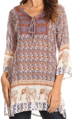 Sakkas Myra Ethnic Print Tunic with Embroidery