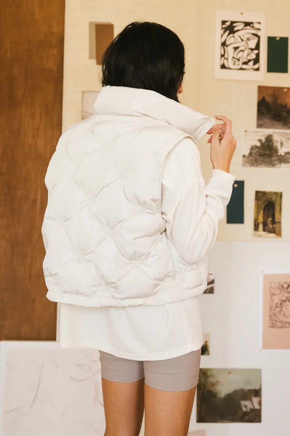 Sammy Puffer Vest in Beige - FINAL SALE