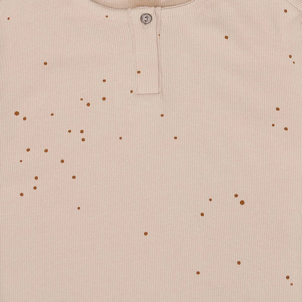 Shirt Rib Henley Dots Creme