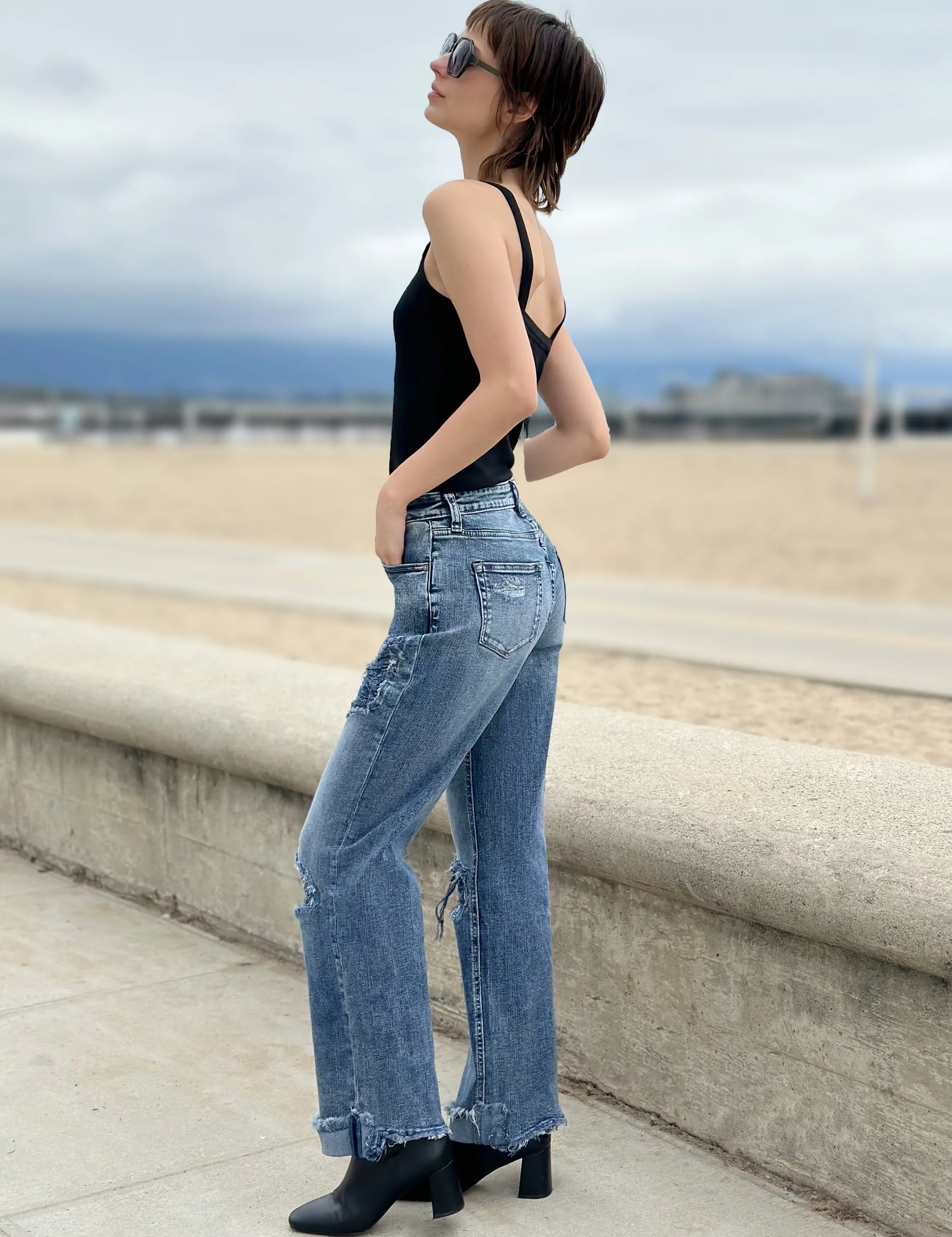 Shredded Relaxed Straight Jeans