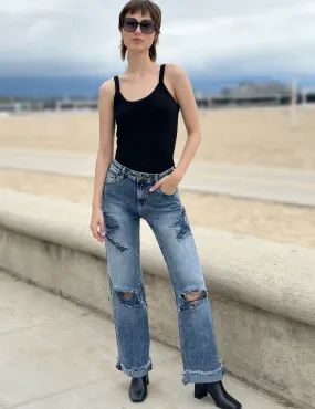 Shredded Relaxed Straight Jeans