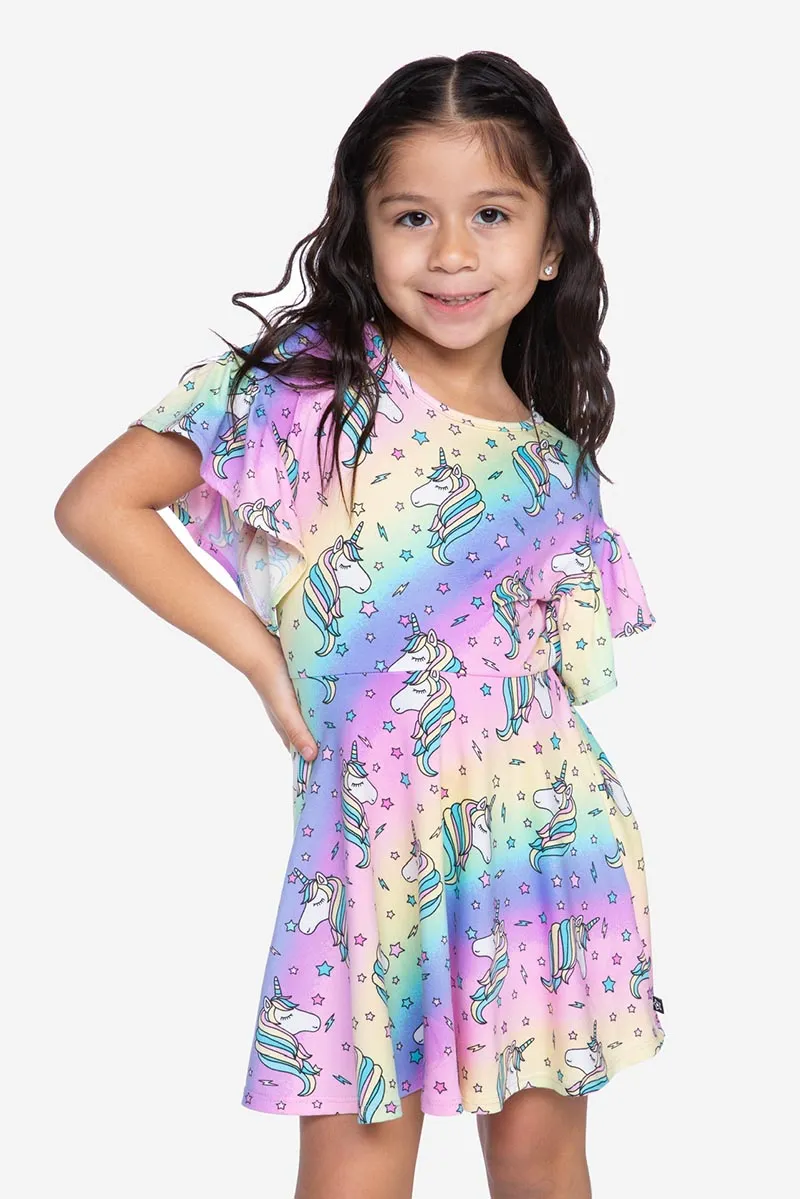 Simply Soft Ruffle Sleeve Easy Dress - Ombre Unicorn