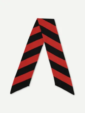 SMALL DIAGONAL STRIPE SCARF BLACK & RED DULSE