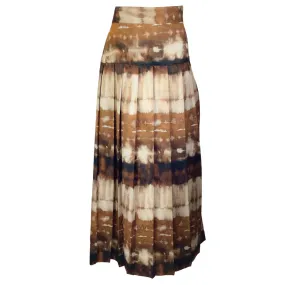 Smythe Brown Multi Sable Tie-Dye Pleated Side Slit Skirt