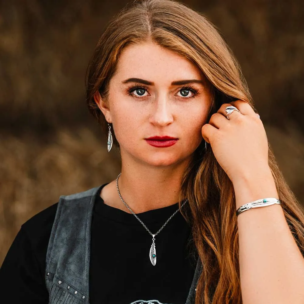 Solo Flight Turquoise Feather Earrings