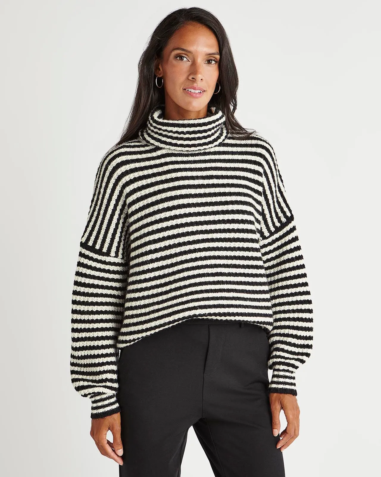 Splendid x Cella Jane Cashblend Striped Turtleneck Sweater