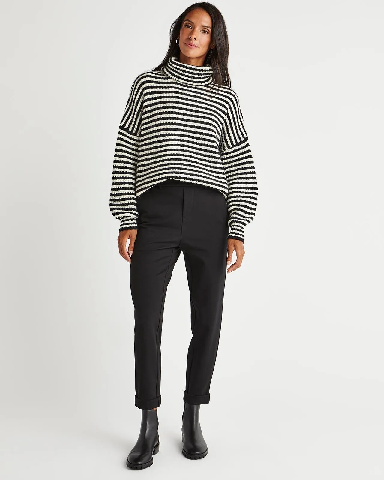 Splendid x Cella Jane Cashblend Striped Turtleneck Sweater