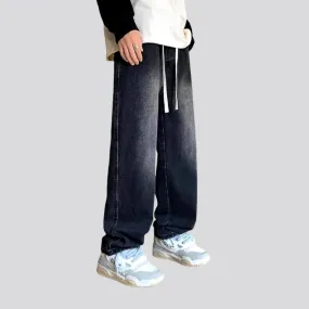 Stylish mid waist men's denim joggers