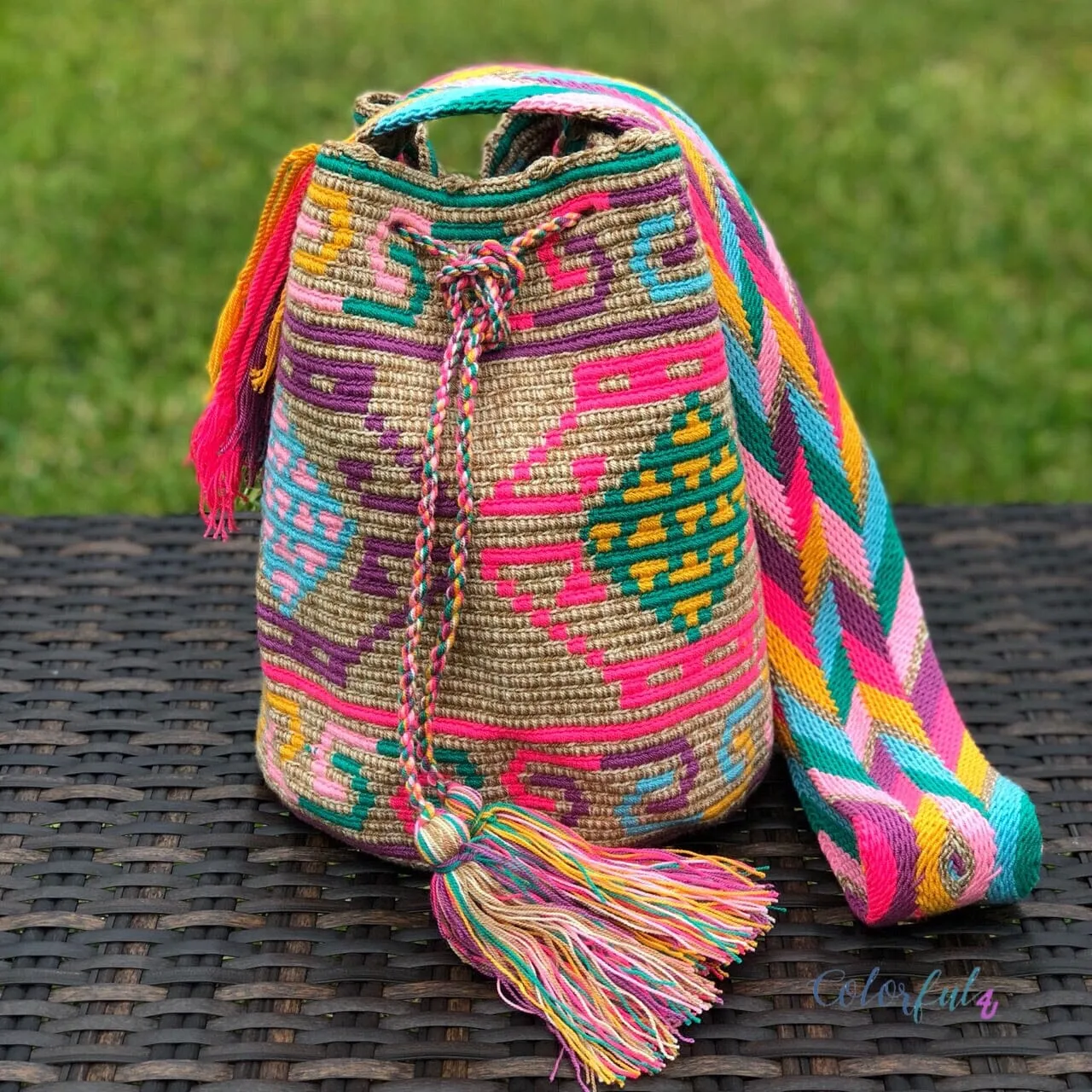 Summer Solstice Tribal Beach Bag | Crossbody Bucket Bag for summer