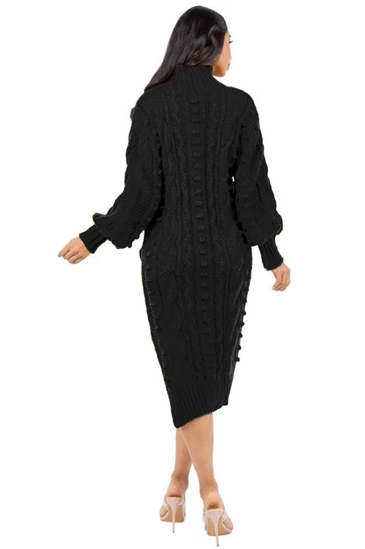 TEEK - SLIT LEG LONG SWEATER DRESS