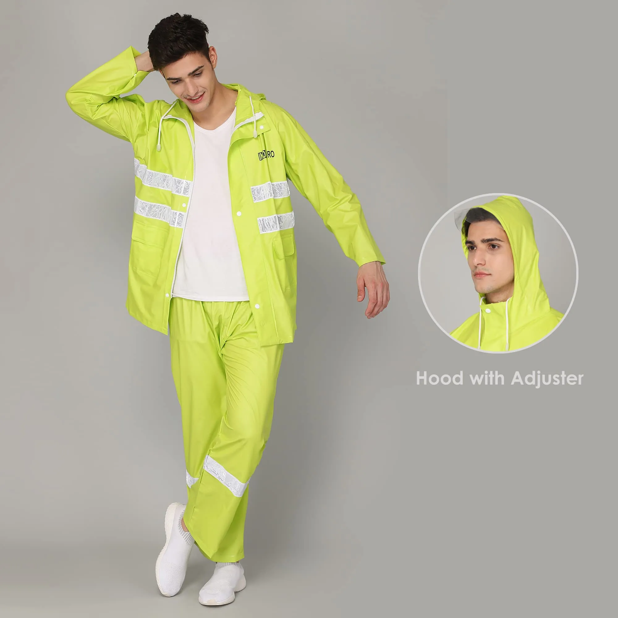 THE CLOWNFISH Polyvinyl Chloride (Pvc) Rain Coat For Men Waterproof For Bike With Hood Raincoat For Men. Set Of Relaxed Fit Top And Bottom Packed In A Storage Bag Indus Pro Series (Green, X_Large)