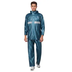 THE CLOWNFISH Rain Coat for Men Waterproof for Bike Raincoat for Men with Hood PVC Material. Set of Top and Bottom. Azure Pro Series (Bright Turquoise, X-Large)