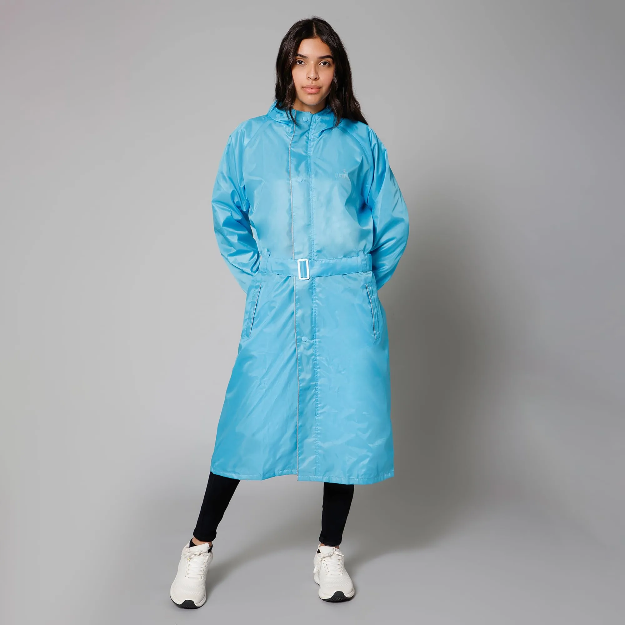 THE CLOWNFISH Raincoats for Women Raincoat for Ladies Waterproof Reversible Double Layer. Drizzle Diva Series (Turquiose Blue, X-Large)