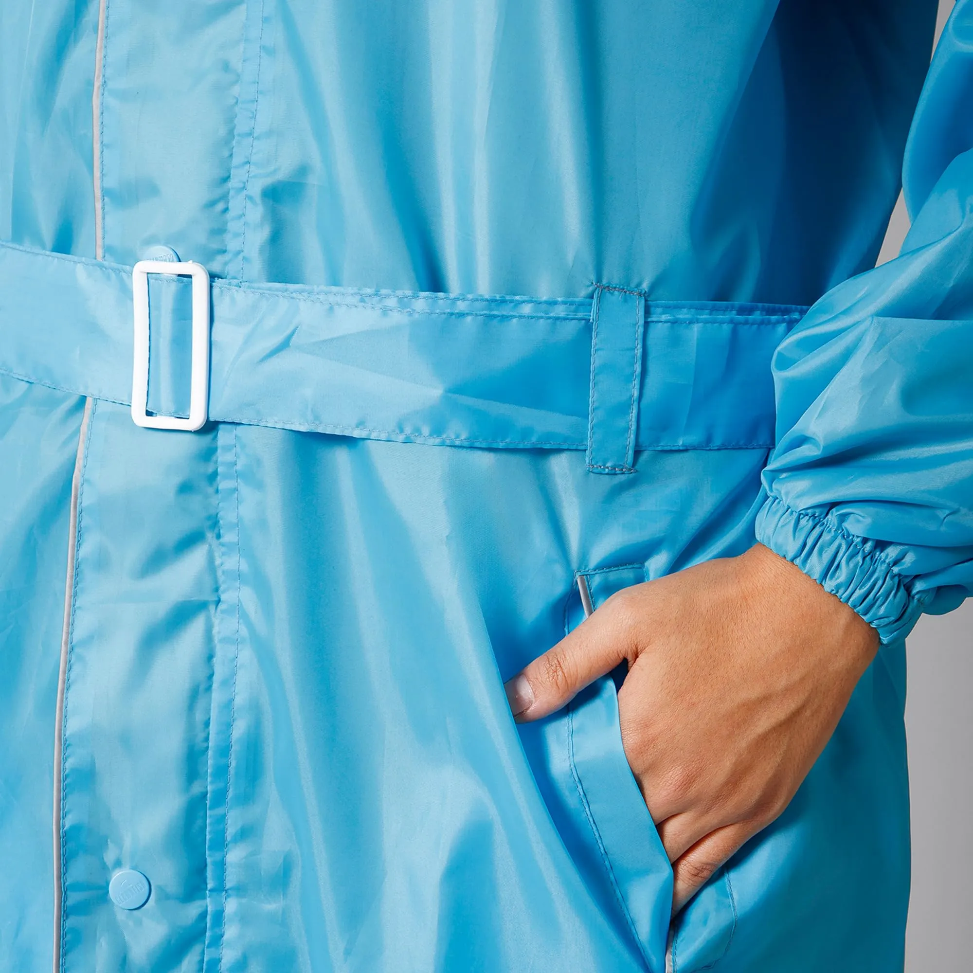 THE CLOWNFISH Raincoats for Women Raincoat for Ladies Waterproof Reversible Double Layer. Drizzle Diva Series (Turquiose Blue, X-Large)