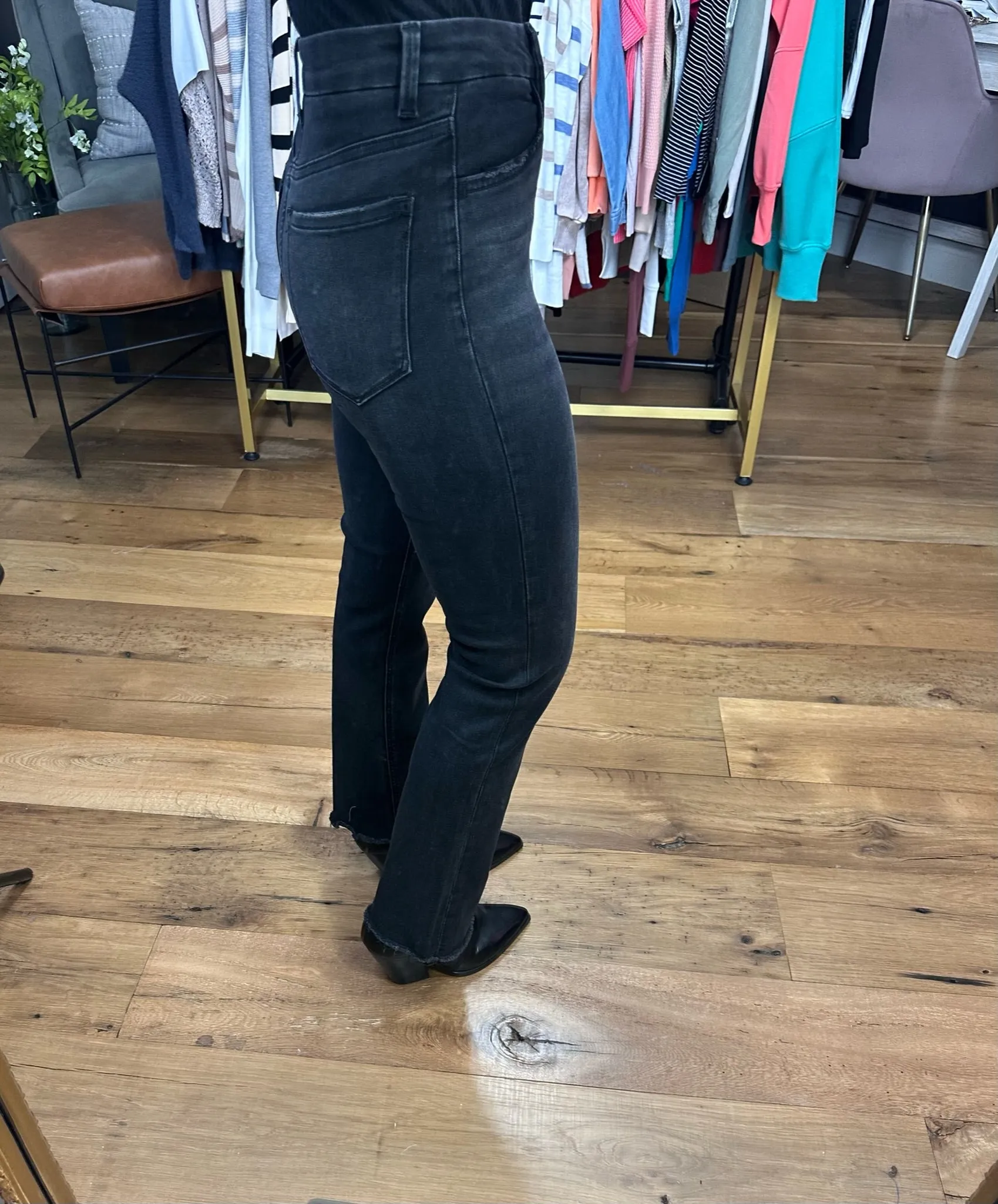 The Jen High-Rise Straight Denim - Black