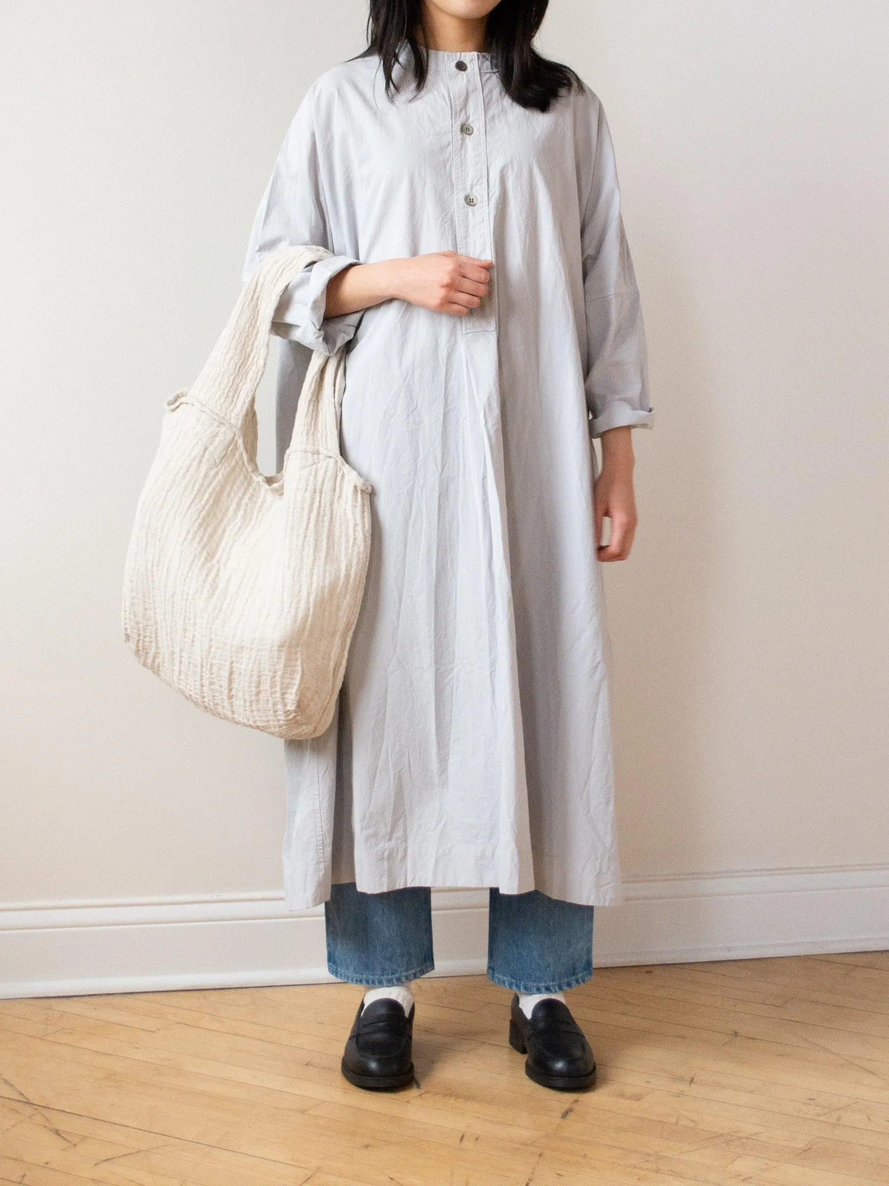 Typewriter Cotton Shirt Dress - Ash