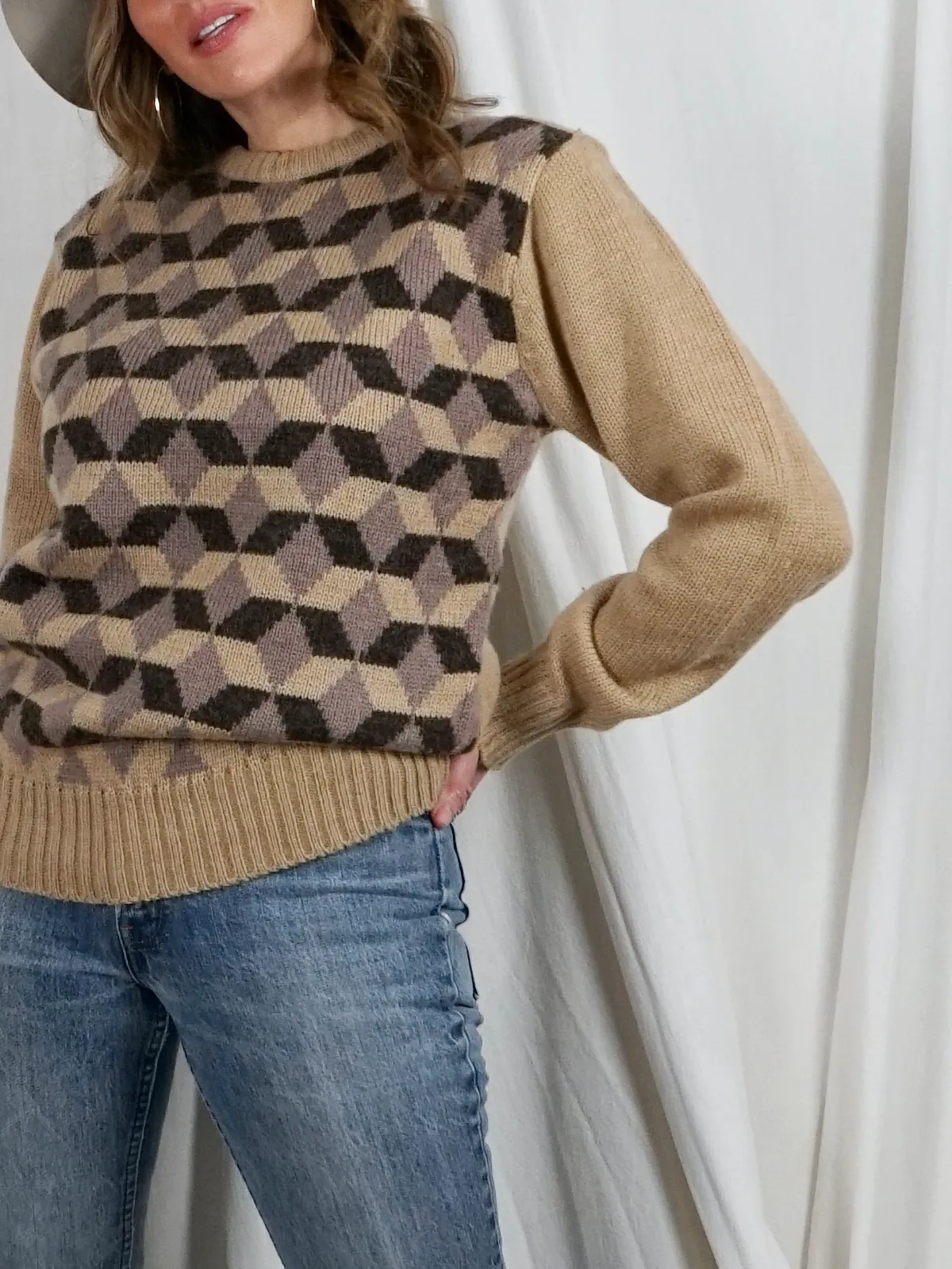 Vintage Abstract Argyle Sweater