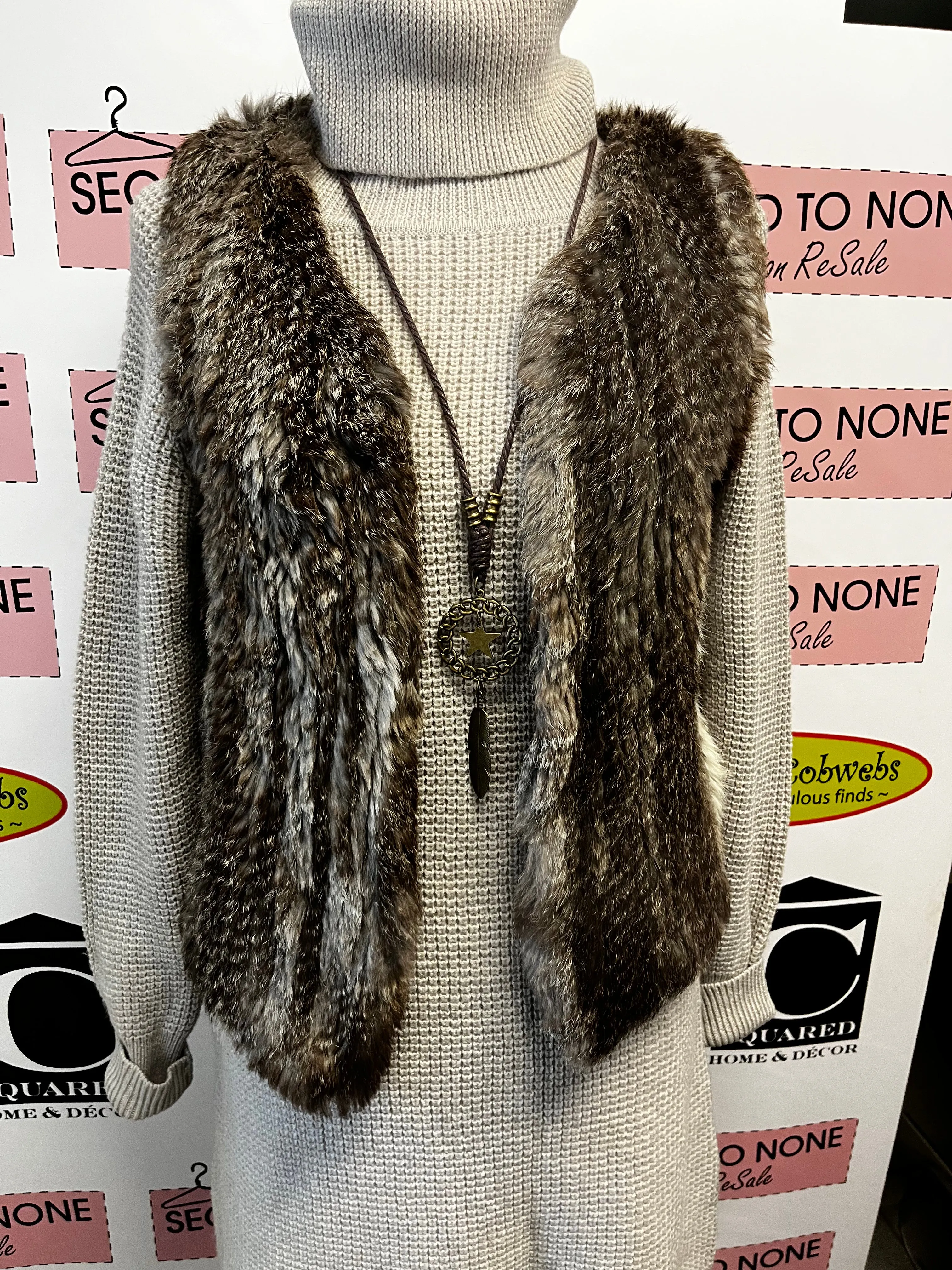 Vintage Rabbit Fur Vest (Size Small)