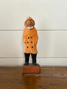 Vintage Wooden Fisherman - Yellow Raincoat