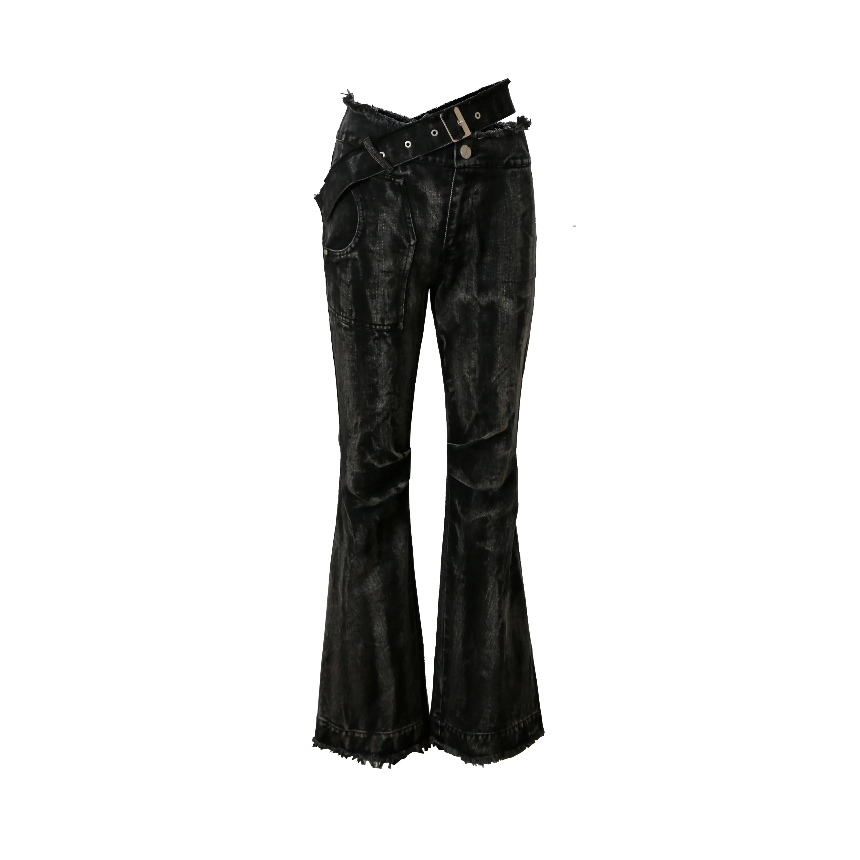 WESAME LAB HIGH-WAIST JEANS WITH SHORT BOOTS