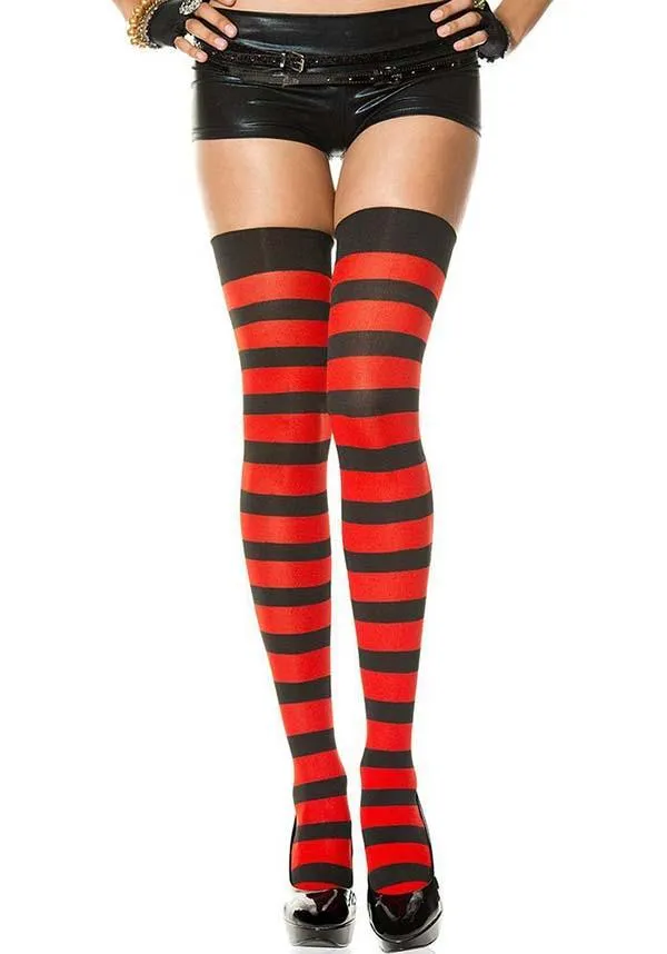 Wide Stripe [Black/Red] | THIGH HIGHS