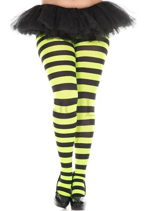 Wide Striped [Black/Neon Green] | TIGHTS