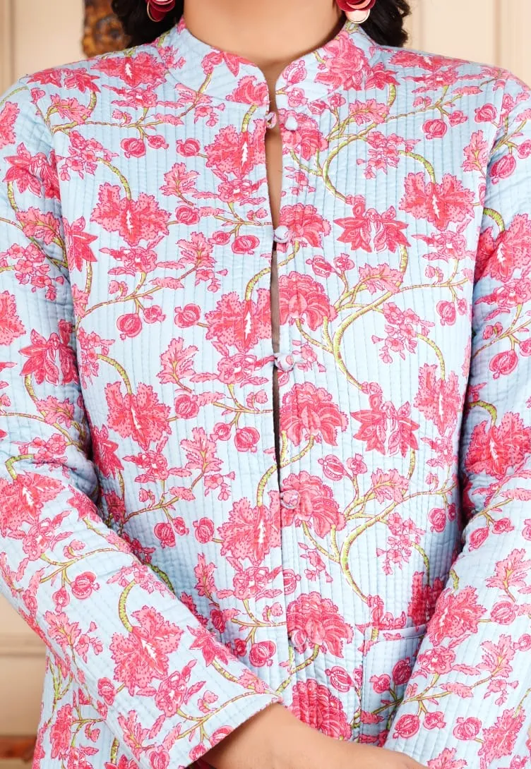 Women's Cotton Quilted Reversible Floral Jacket – Stylish & Comfortable