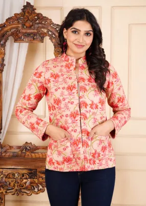 Women's Cotton Quilted Reversible Floral Jacket – Stylish & Comfortable