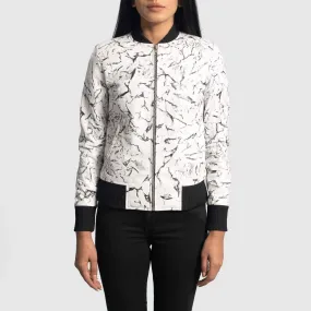 Womens Donna Blake White Leather Bomber Jacket