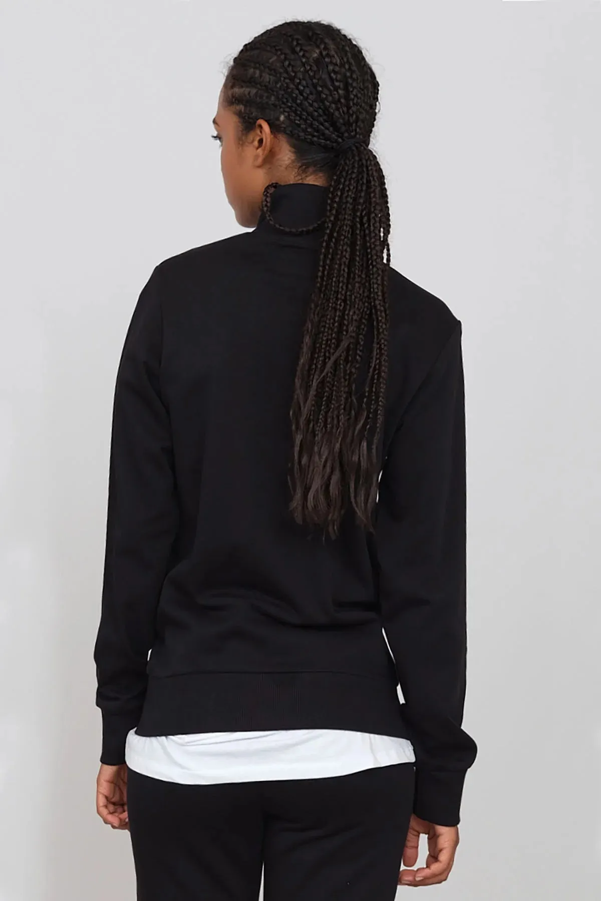 Women's Gauzed Sweatshirt With A Zipper Black