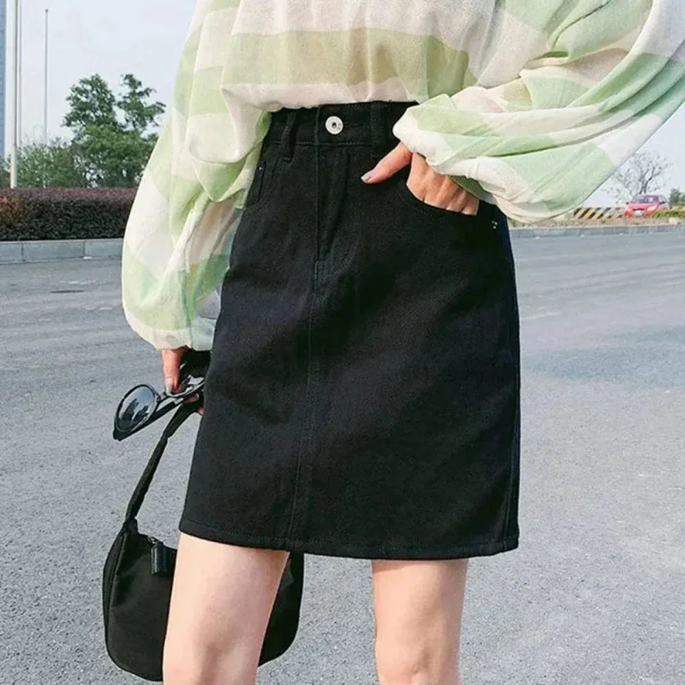 Womens High Waist Denim Skirt