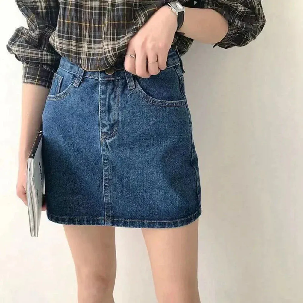 Womens High Waist Denim Skirt