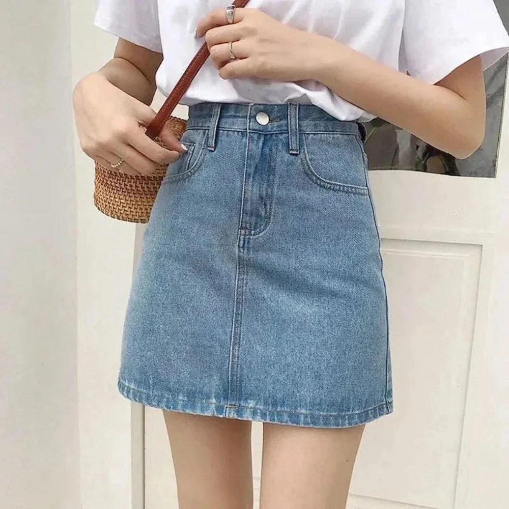 Womens High Waist Denim Skirt