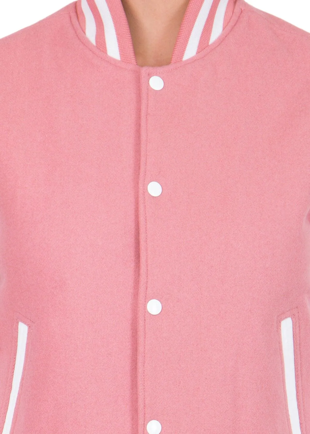 Womens Pink And White Varsity Jacket