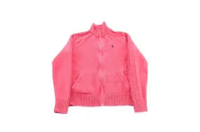 Women's Polo by Ralph Lauren Embroidered Logo Hot Pink Zip Up Sweater