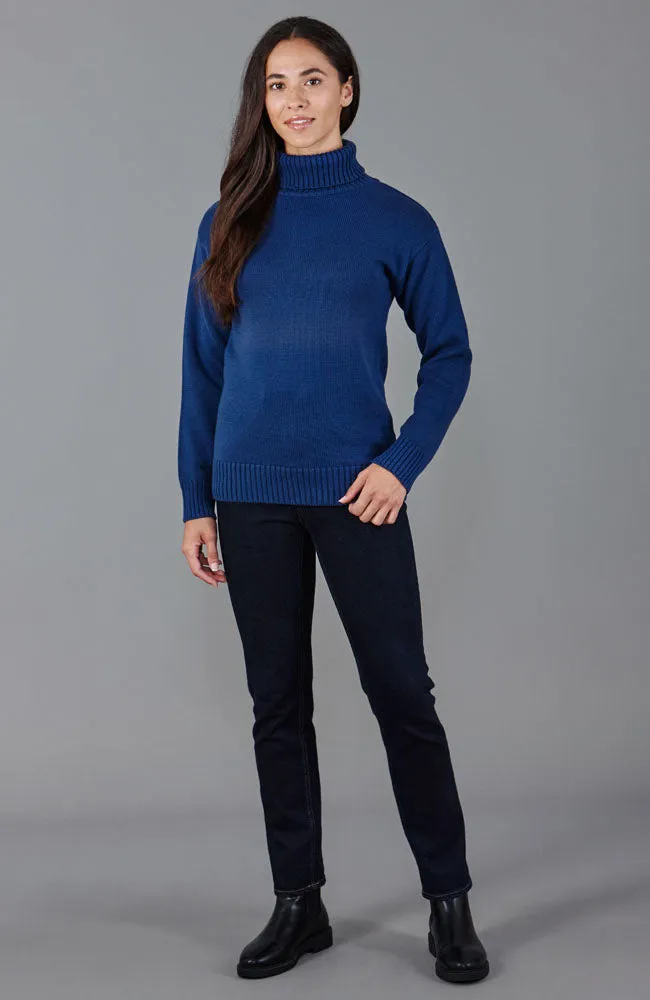 Womens Pure Cotton Lightweight Submariner Roll Neck Jumper