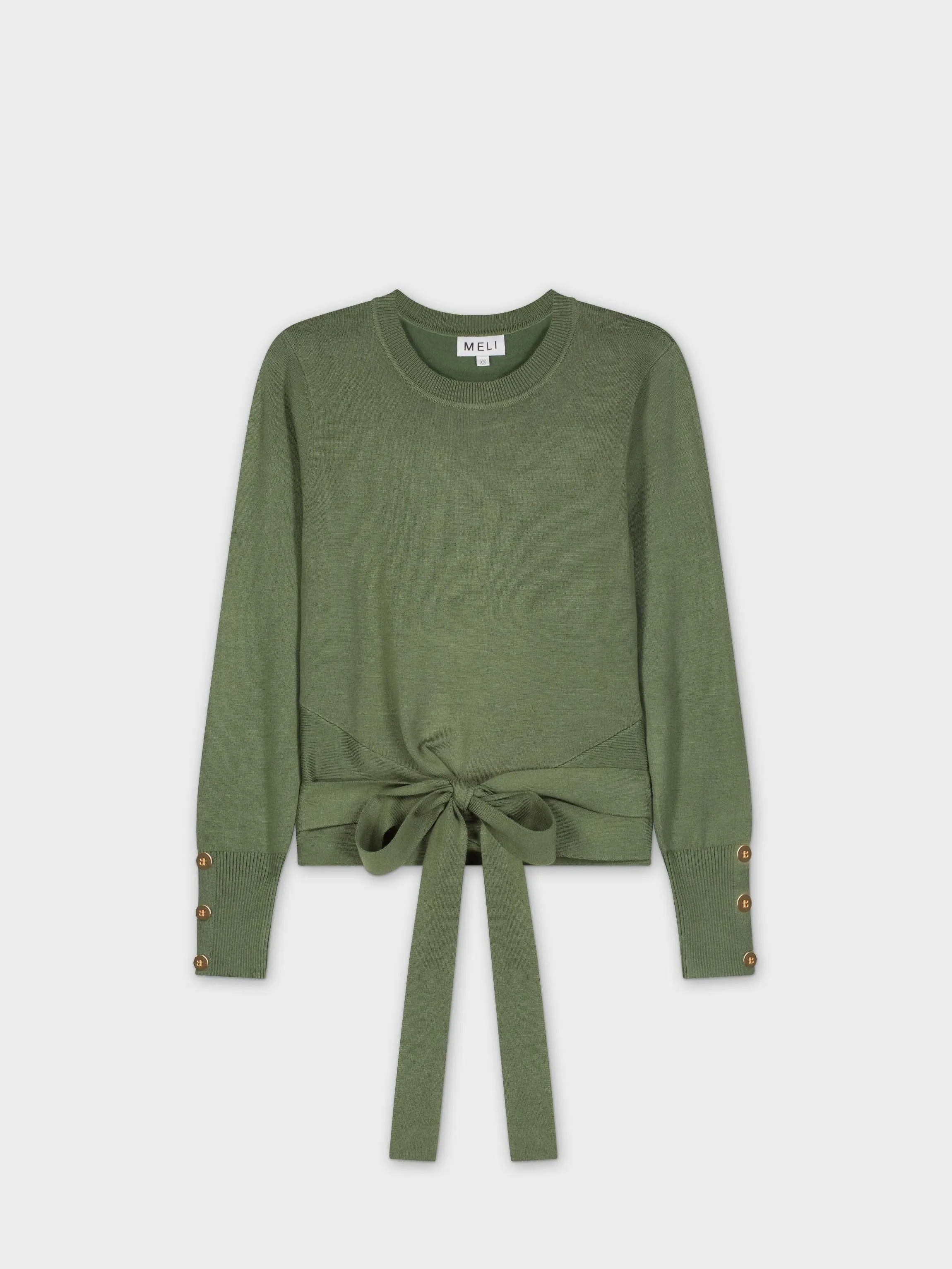 Wrap Tie Sweater-Olive Green