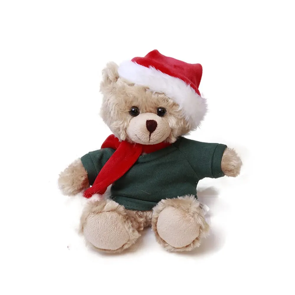 Xmas Mocha Bear with Personalized Shirt 6 Inches