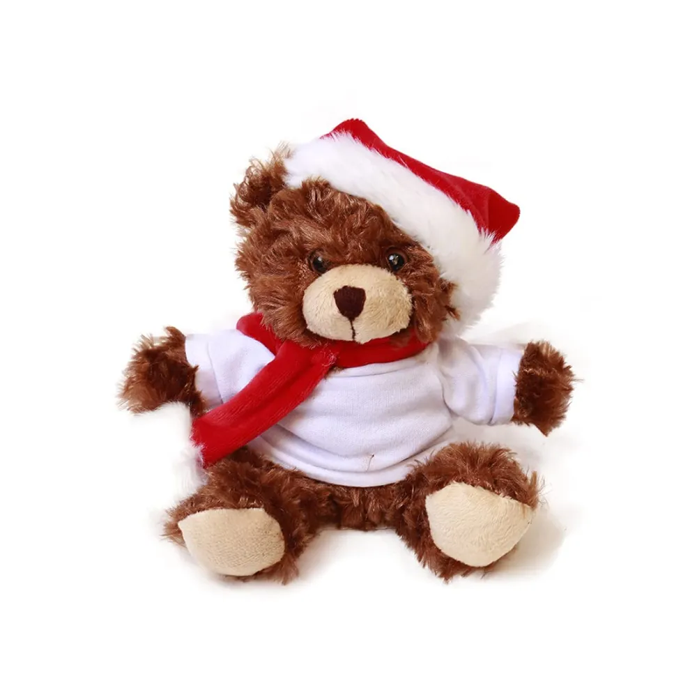 Xmas Mocha Bear with Personalized Shirt 6 Inches